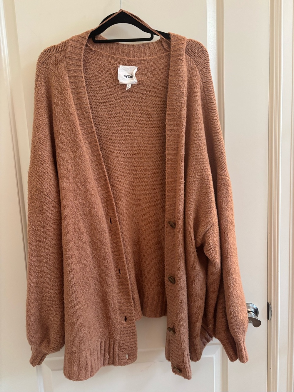 aerie Oversized Button-Up Cardigan Sweater - Rust Brown